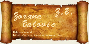 Zorana Balović vizit kartica